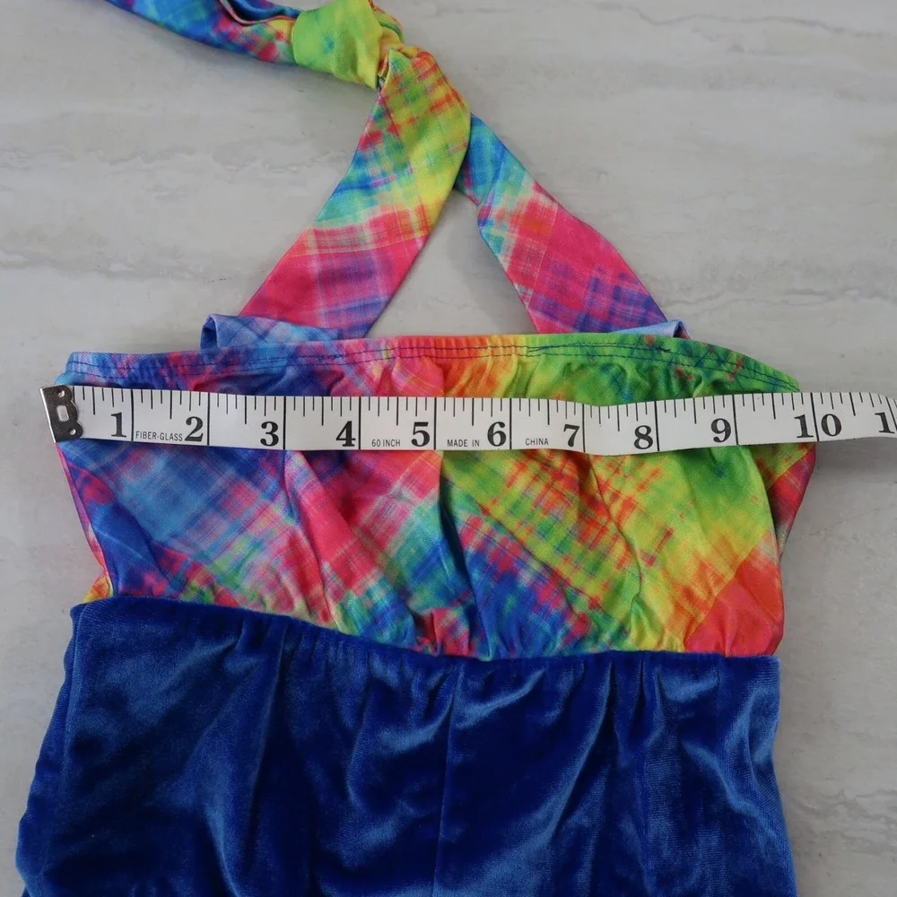 Dance‎ Costume Girls Size LC Dark Blue Velvet Tye Dye with Skirt